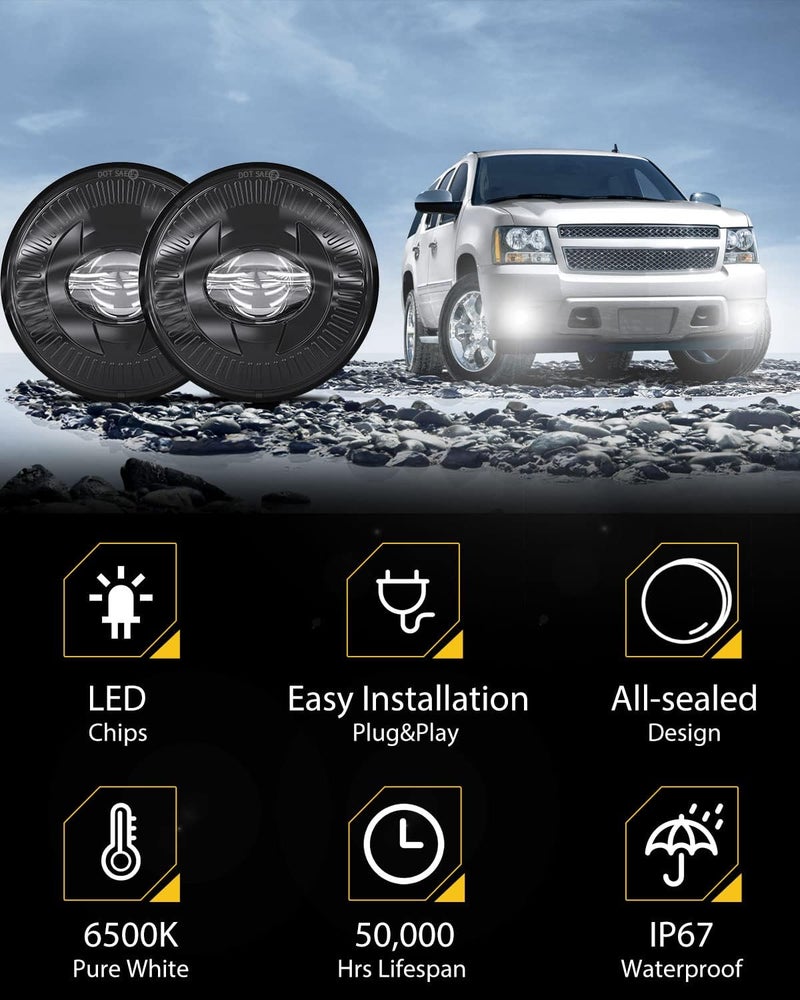 BICYACO Led Fog Lights 5202 Compatible with 07-14 Suburban/Tahoe/07-13 Avalanche/10-13 Camaro/15-16 Colorado/15 Silverado/GMC Acadia/Yukon/XL/Ford Mustang/08-09 Pontiac G8-1 Pair Black - Image 5