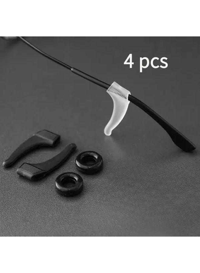 Anti Slip Silicone Eyeglass Sleeves With Ear Hook Support Black 4PCS For Sports - Image 1