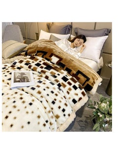 BAIG Double Layer Winter Thick Raschel Mink Weighted Microfiber Super King Size Blanket For Double Bed Soft Warm Heavy Fluffy Throw Blankets SS123 200 x 230 cm-Multicolour 