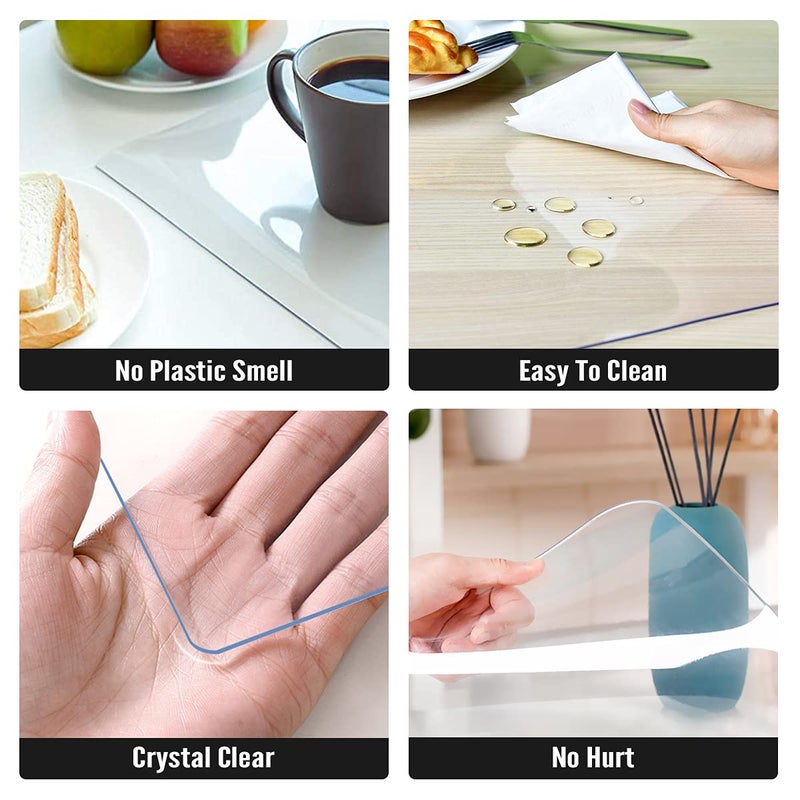 Royhom Clear Table Protector 24 x 48 Inch - 2mm Thick Plastic Table Cover, Clear Table Cover Protector Rectangle, Waterproof PVC Desk Mat for Coffee Table, Writing Desk, Dining Room, Dresser - Image 5