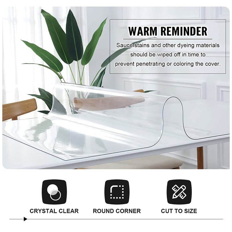 Royhom Clear Table Protector 24 x 48 Inch - 2mm Thick Plastic Table Cover, Clear Table Cover Protector Rectangle, Waterproof PVC Desk Mat for Coffee Table, Writing Desk, Dining Room, Dresser - Image 4