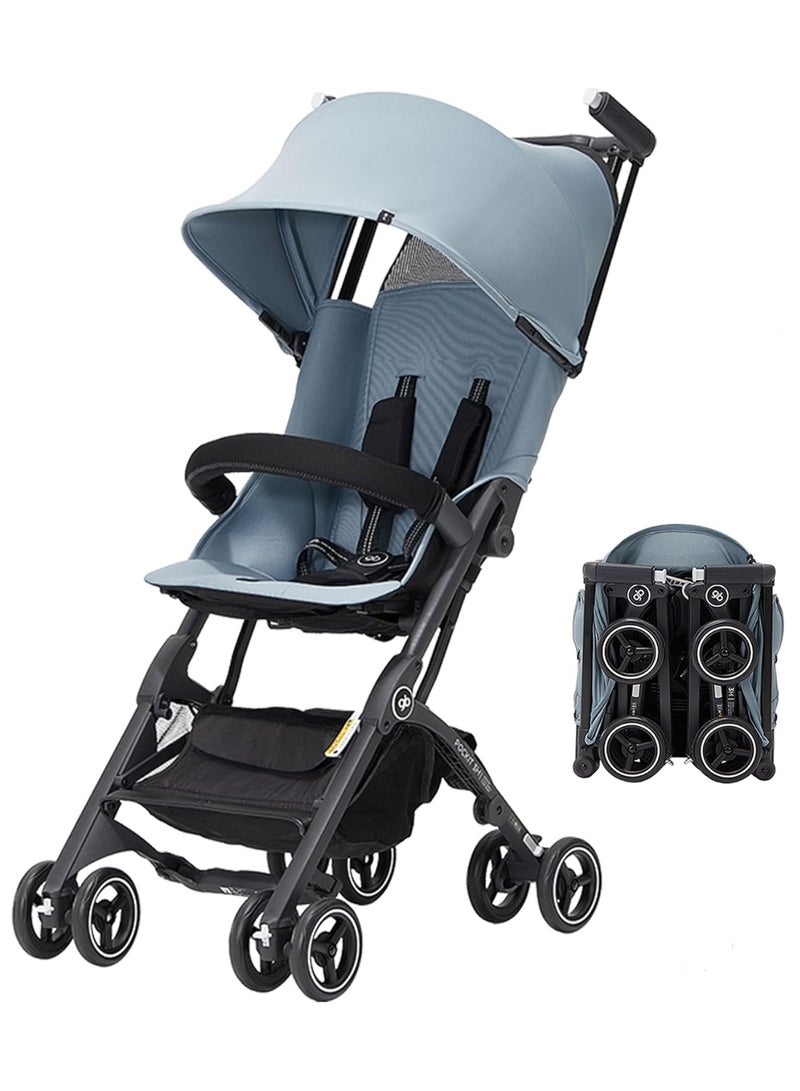 جي بي عربة أطفال gb Pockit+ متعددة الاستخدامات، فائقة الصغر وخفيفة الوزن، مناسبة للسفر للأطفال الرضع والصغار، متوافقة مع معايير أمتعة الطيران المحمولة، لون أزرق فاتح - Image 1