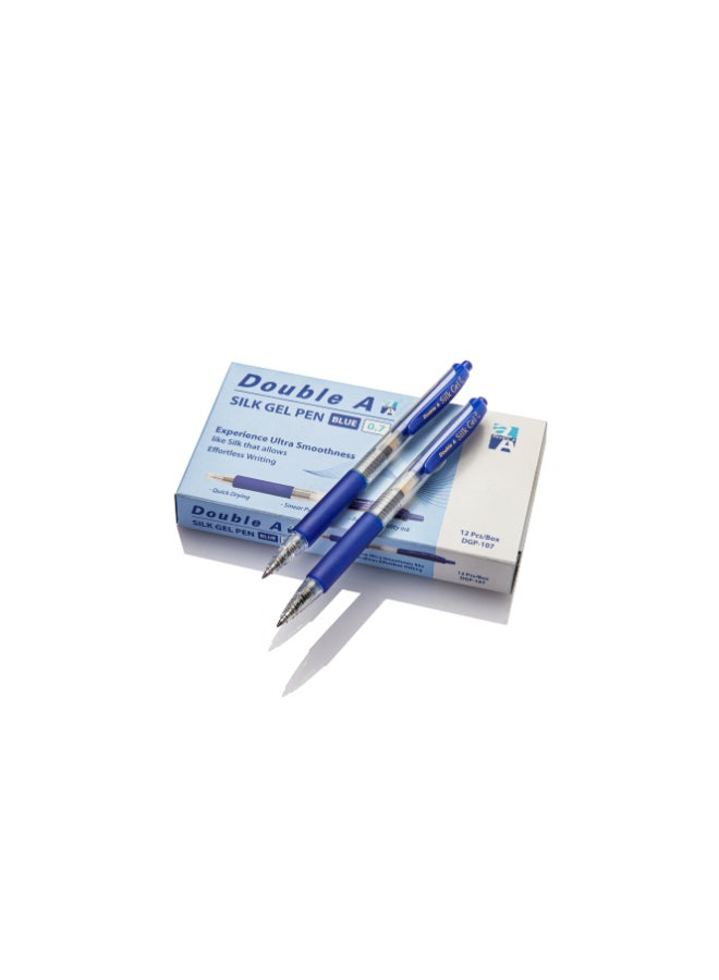 دبل إيه Silk Gel Pen 0.7mm Blue, 12 Pc - Image 5