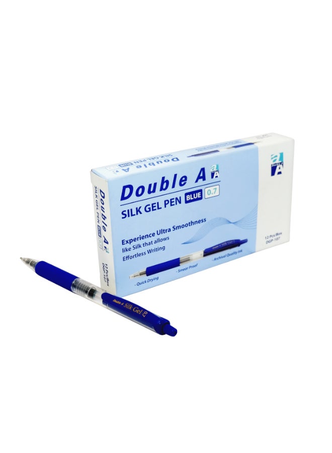 دبل إيه Silk Gel Pen 0.7mm Blue, 12 Pc - Image 1