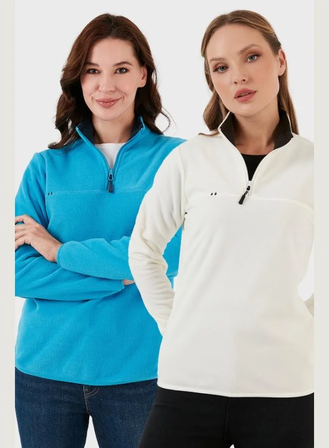 ليلا ليلا طقم قطعتين نسائي بياقة مستديرة ناعم مضاد للوبر مقاس نحيف