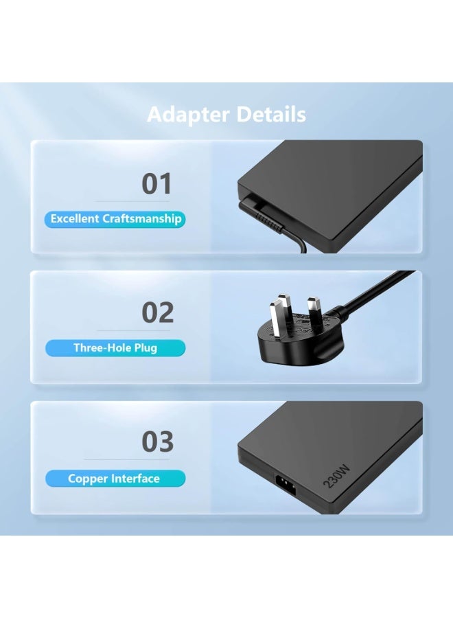 Terabyte 230W Charger for Lenovo Legion Y540 Y545 Y740 Y730 Y900 Y910 Y920 Y7000 Thinkpad P50 P51 P52 P53 P70 Laptop Power Supply Cord 20V 11.5A - Image 3