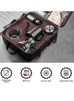 NAFO 9-Piece Travel Coffee Gift Set with Goose Neck Kettle Digital Scale Double Walled Glass Mug Glass Server Manual Grinder Glass Dipper 100 pcs Paper Filter and Scope for Drip Coffee  - Image 3