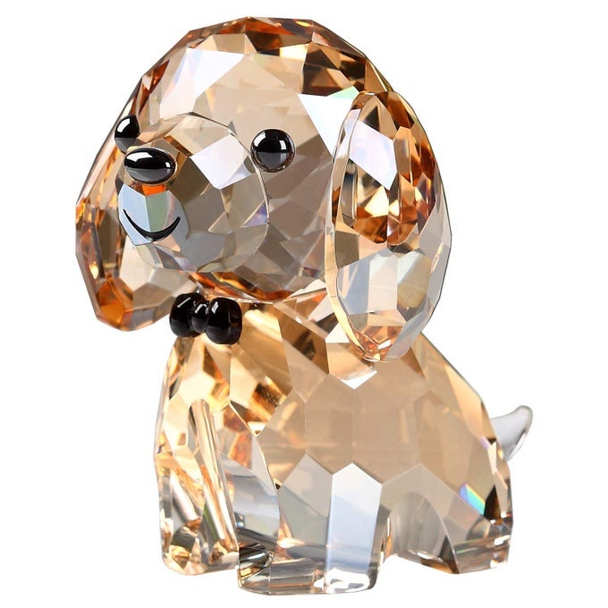 CRYSTAL DOG PUPPY CUTE VALENTINES DAY SWEET GIFTS FIGURINE COLLECTION ANIMAL COLLECTIBLE ORNAMENT LOVELY GOLD