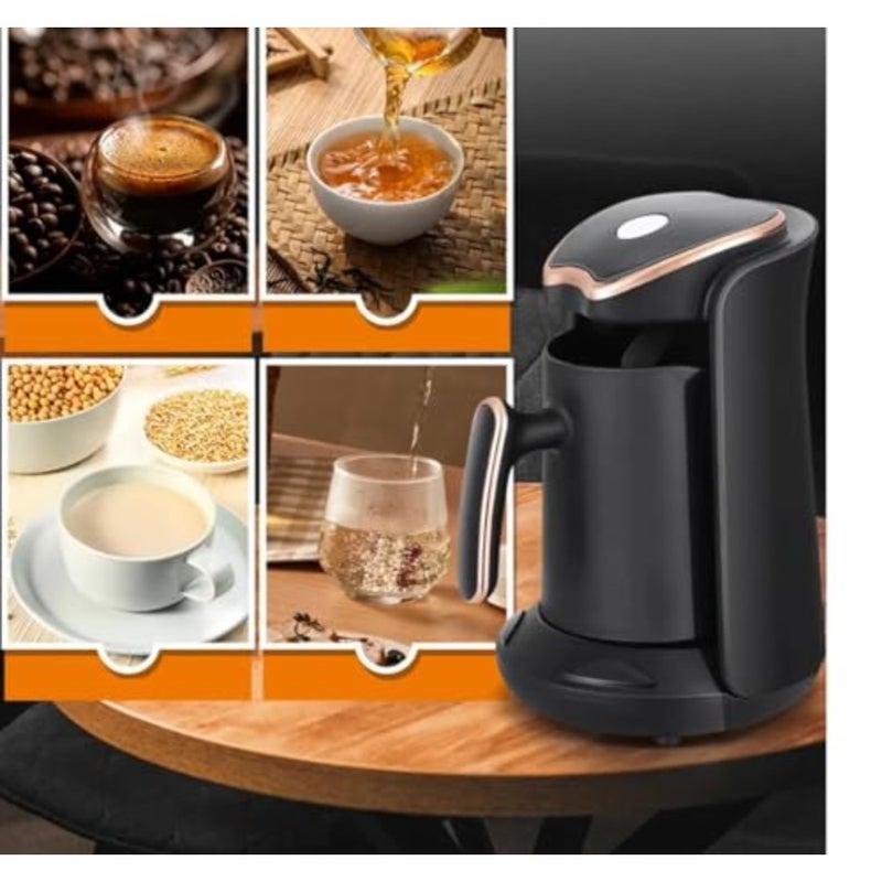 Turkish coffee pot for home use, stainless steel, black, fast heating 65C100C with one-click operation and 300ml capacity - Image 4