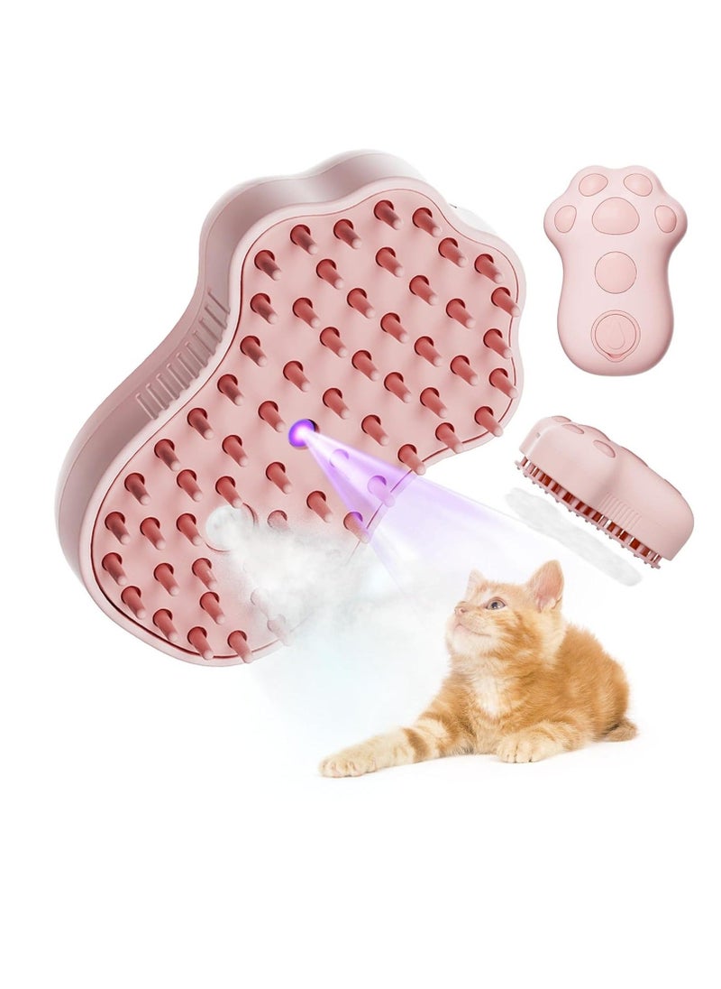 إسكدنيا Steamy Cat Brush, 4 In 1 Pet Steam Brush with Ultraviolet Rays, Pet Cleaning and Massage Brush, Used for Dandruff and Loose Hair on Cats, Suitable for Various Furry Pets, Pink Cat Claw - Image 1