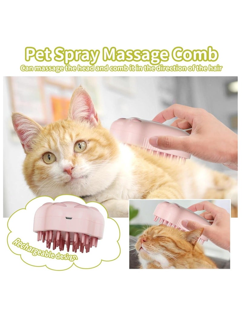 إسكدنيا Steamy Cat Brush, 4 In 1 Pet Steam Brush with Ultraviolet Rays, Pet Cleaning and Massage Brush, Used for Dandruff and Loose Hair on Cats, Suitable for Various Furry Pets, Pink Cat Claw - Image 4