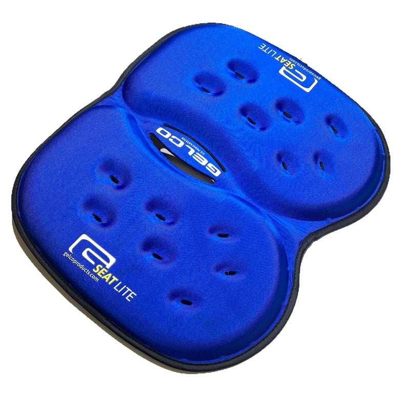 G Seat G Seat LITE Travel Gel Foam Cushion  Back Pain Sciatica Pressure Relief  Relieves Tailbone Discomfort Promote Healthy Posture  Ergonomic Comfort  Car Commute Airplane and Travel  Blue