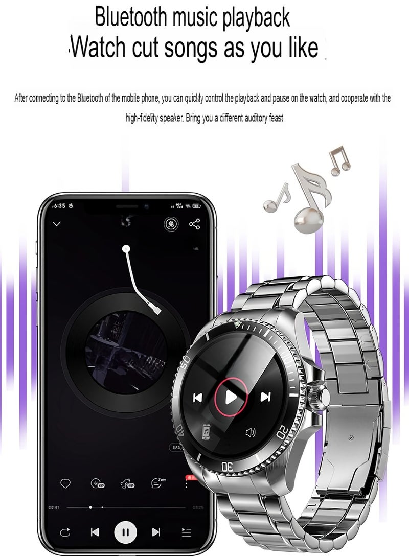 R1 Smart Watch, 1.43 Inch Large Display Bluetooth Call Rotating Bezel Smart Bracellet, Waterproof Lightweight Stainless Steel Men Smart Wrist Watch, (1pc, Silver) - Image 3