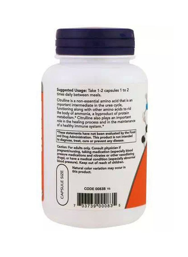 Now Foods L-Citrulline Dietary Supplement - 90 Capsules - Image 2