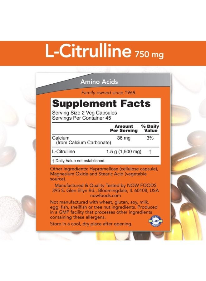 Now Foods L-Citrulline Dietary Supplement - 90 Capsules - Image 3