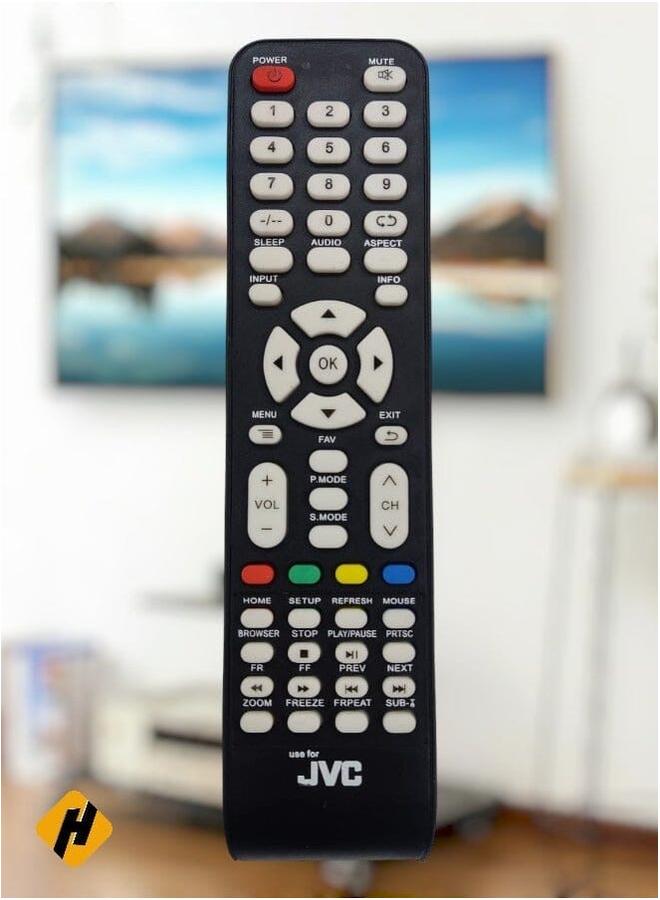 جي في سي جهاز تحكم عن بعد عالمي لتلفزيون JVC Pro LED Lcd الذكي باللون الأسود