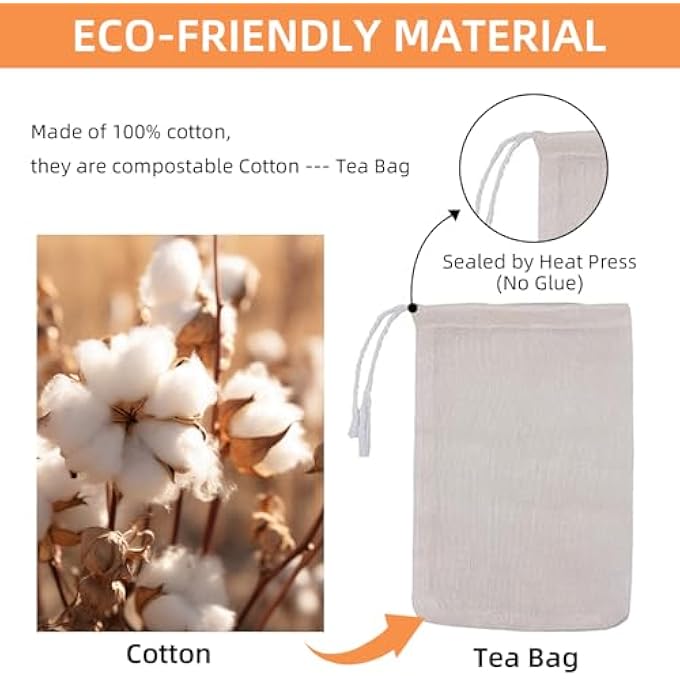 TamBee 3 X 4 Inch Drawstring Tea Bag Muslin Mesh Tea Bags Reusable Tea Infusers Tea Filter Bag For Loose Leaf Herbs Spices Seasonings Broths Gift Bag For Party Home Kitchen Storage 25 Pcs - Image 3
