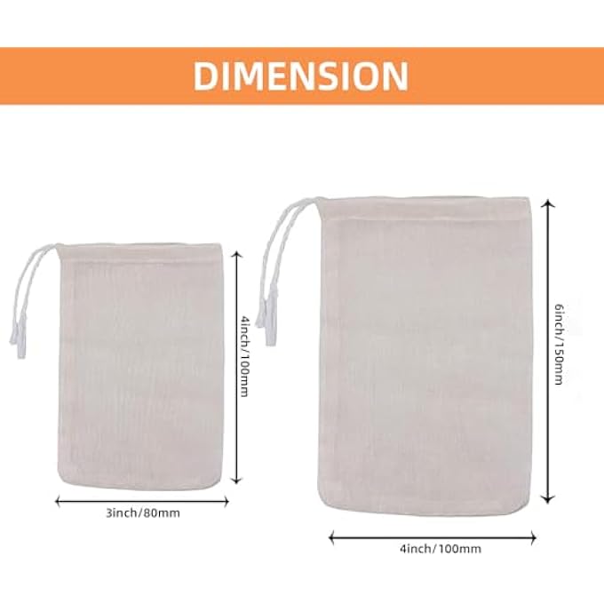 TamBee 3 X 4 Inch Drawstring Tea Bag Muslin Mesh Tea Bags Reusable Tea Infusers Tea Filter Bag For Loose Leaf Herbs Spices Seasonings Broths Gift Bag For Party Home Kitchen Storage 25 Pcs - Image 4