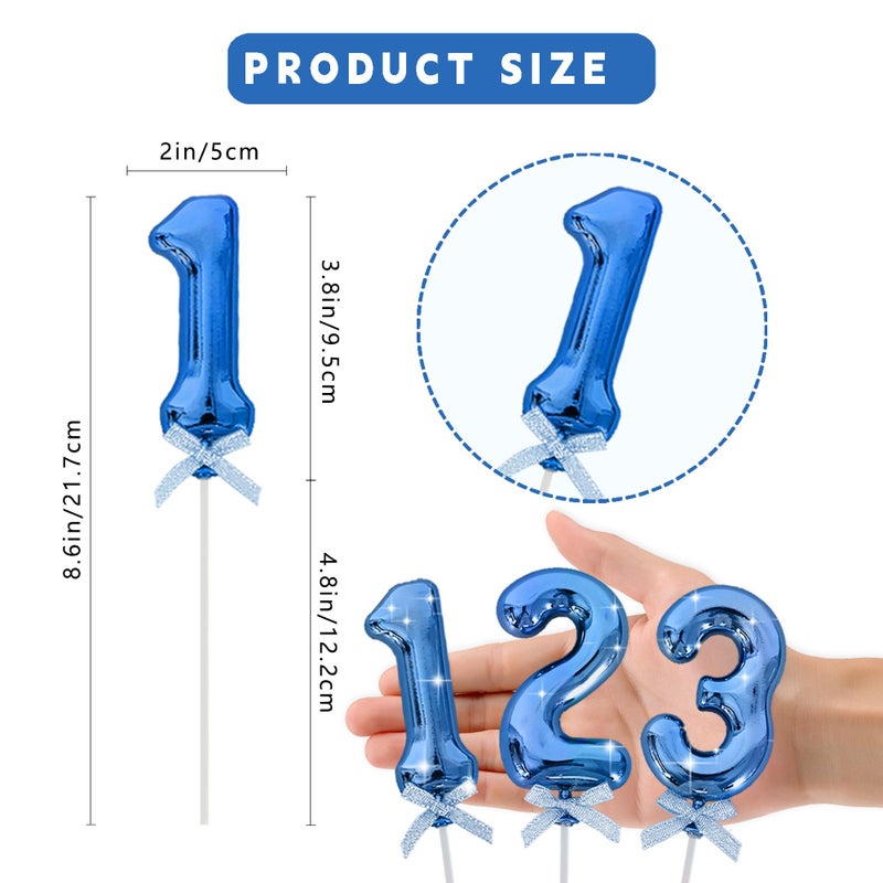 بيشيدا Beishida 3d Cake Topper Blue 1 Numbers Happy Birthday Cake Topper 1st 10th 21st 30th 40th Cake Cake Toppers for Party Wedding Anniversary Decorations - Image 2