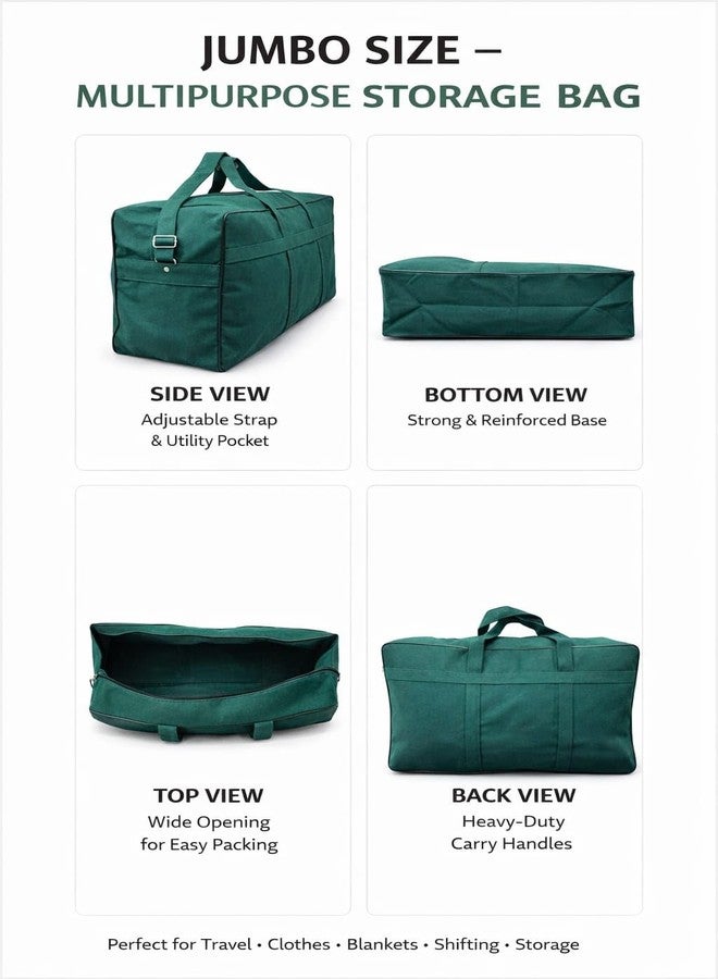 OSSUM Dark Green Jumbo Duffel Bag with Shoulder Strap and Front Pocket - Multipurpose Travel & Storage - Image 5