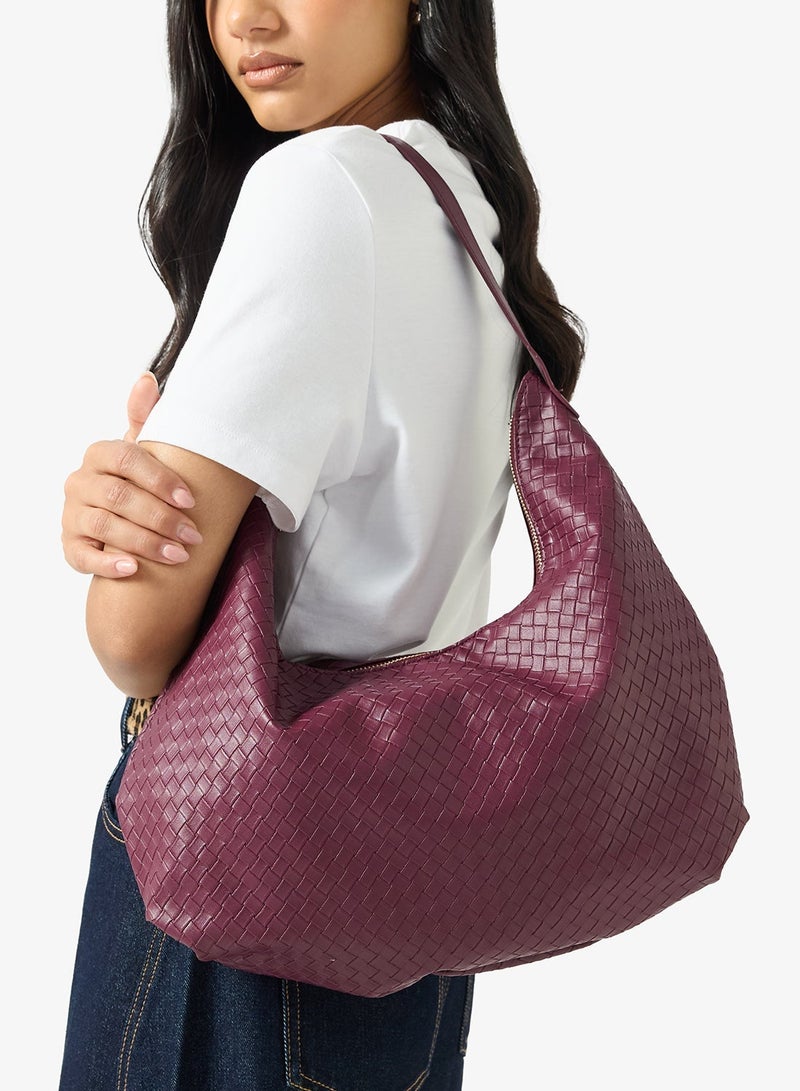 GLAMOROUS Faux Leather Woven Shoulder Bag - Image 1