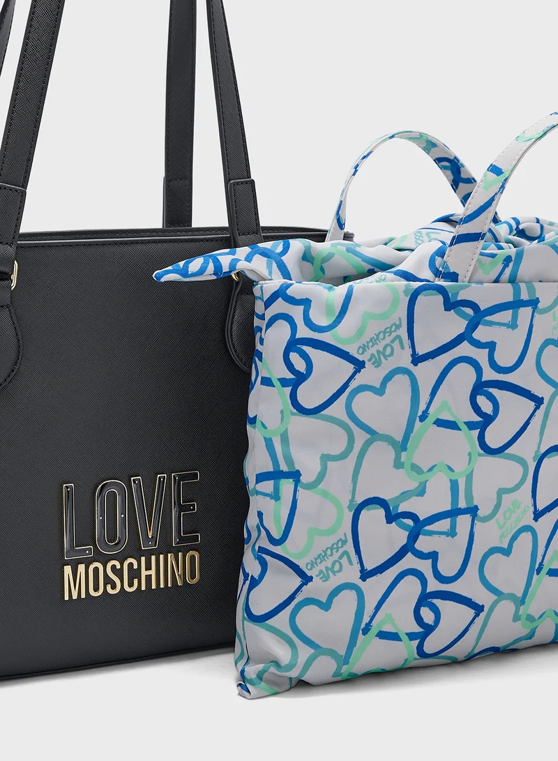 Love Moschino BLACK PU-MULTICOLOUR NYLON BLACK PU-MULTICOLOUR NY