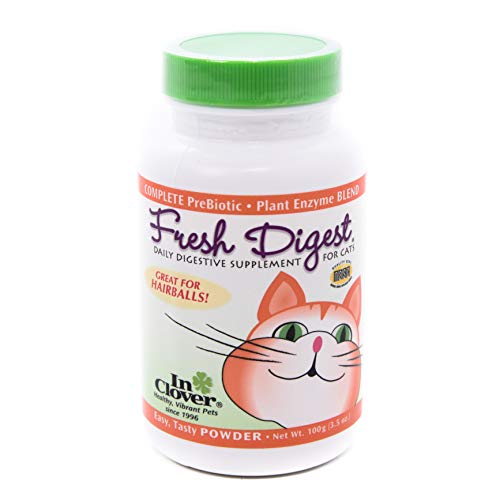 In Clover Fresh Digest Daily Digestive Aid and Immune Support Supplement for Cats, Natural Prebiotic and Enzyme Powder for Healthy Stools, Hairball Control, Stop Litterbox Odor, Works Fast 100g/3.5oz - Image 1
