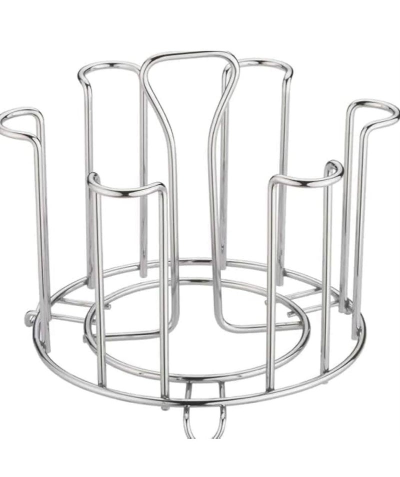 Clazkit حامل أكواب من الفولاذ المقاوم للصدأ لـ 6 أكواب، حامل زجاجات من الفولاذ لطاولة الطعام/المطبخ، حامل أكواب، رفوف سطح العمل القابلة للسحب ثقيلة - فضي - Image 1