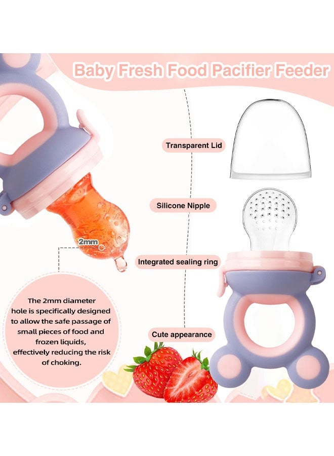 عبوة من قطعتين من لهاية تغذية الأطفال بالأطعمة الصلبة/الفاكهة المجمدة، ولعبة تسنين للأطفال من عمر 4 أشهر فما فوق، جراب وحلمة من السيليكون الخالي من مادة BPA، لإدخال الأطعمة الصلبة بأمان، وتخفيف آلام التسنين - Image 3