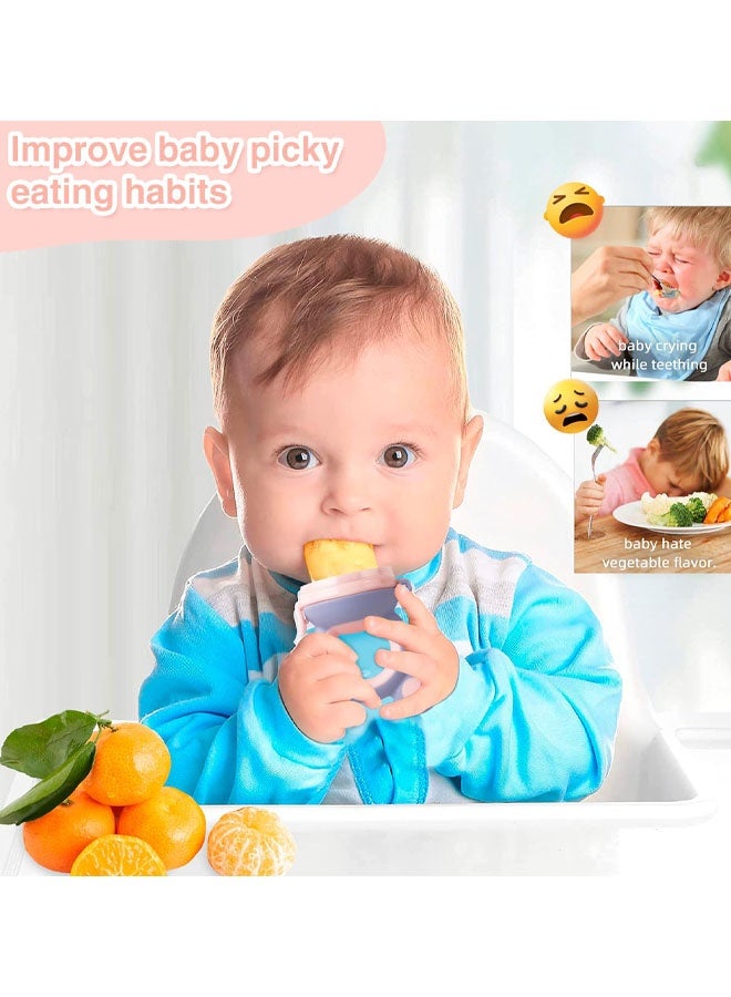عبوة من قطعتين من لهاية تغذية الأطفال بالأطعمة الصلبة/الفاكهة المجمدة، ولعبة تسنين للأطفال من عمر 4 أشهر فما فوق، جراب وحلمة من السيليكون الخالي من مادة BPA، لإدخال الأطعمة الصلبة بأمان، وتخفيف آلام التسنين - Image 5