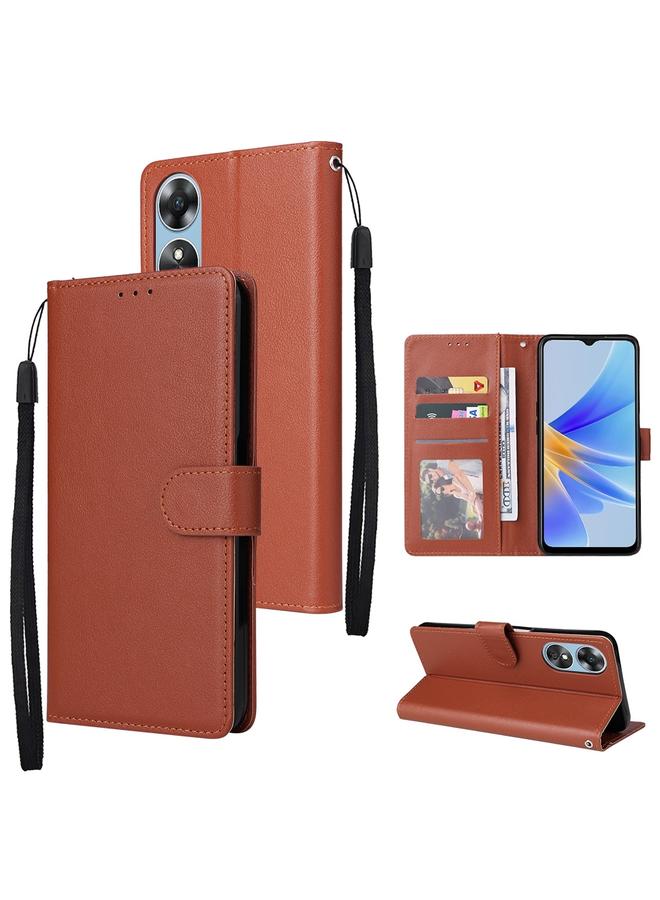S-TOP Case For OPPO A17 4G / A17k 3-Card Slots Multifunctional Leather Phone Case - Image 1