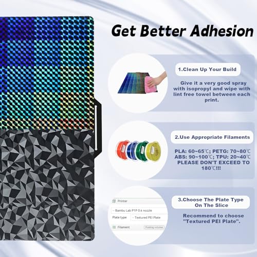 IdeaFormer-3D Double Sided H1H PEO Build Plate for Bambu Lab X2D X1 X1C X1E P1P P1S P2S A1, Smooth Phantom H1H+Diamond PEO Spring Steel Sheet Flexible Plate 257x257mm for Bambu 3D Printers - Image 4