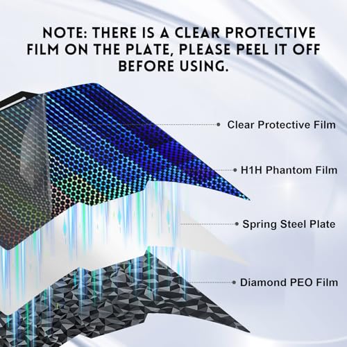 IdeaFormer-3D Double Sided H1H PEO Build Plate for Bambu Lab X2D X1 X1C X1E P1P P1S P2S A1, Smooth Phantom H1H+Diamond PEO Spring Steel Sheet Flexible Plate 257x257mm for Bambu 3D Printers - Image 3