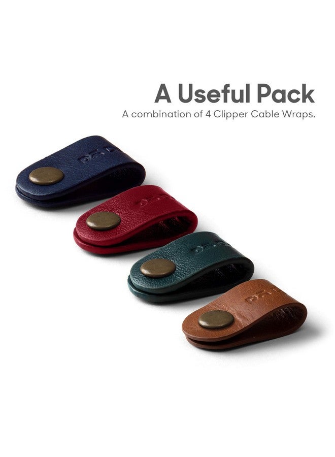 DailyObjects Clipper Cable Wrap for Cables/Chords/Wires | Wire Winder, Headphones Holder, Mini Clip Organiser | Made, Dry-Milled Leather | (Multicolor) - Set of 4 - Image 2