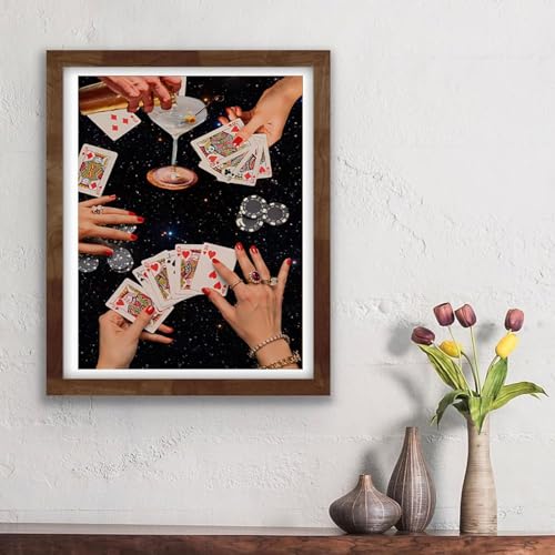 KICHANG Vintage Poker Diamond Art Kits for Adults Beginner,Black DIY Modern Diamond Painting 5D Round Full Drill Diamond Dots Gem Art Crafts with Tools,Funny Crafts for Home Wall Decor&Gift-12x16in - Image 3