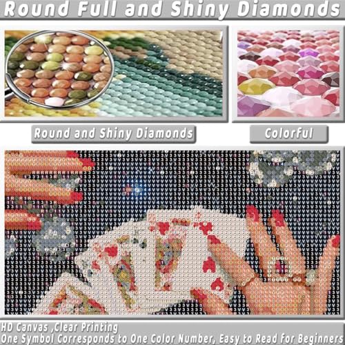 KICHANG Vintage Poker Diamond Art Kits for Adults Beginner,Black DIY Modern Diamond Painting 5D Round Full Drill Diamond Dots Gem Art Crafts with Tools,Funny Crafts for Home Wall Decor&Gift-12x16in - Image 5