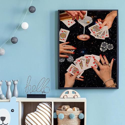 KICHANG Vintage Poker Diamond Art Kits for Adults Beginner,Black DIY Modern Diamond Painting 5D Round Full Drill Diamond Dots Gem Art Crafts with Tools,Funny Crafts for Home Wall Decor&Gift-12x16in - Image 4