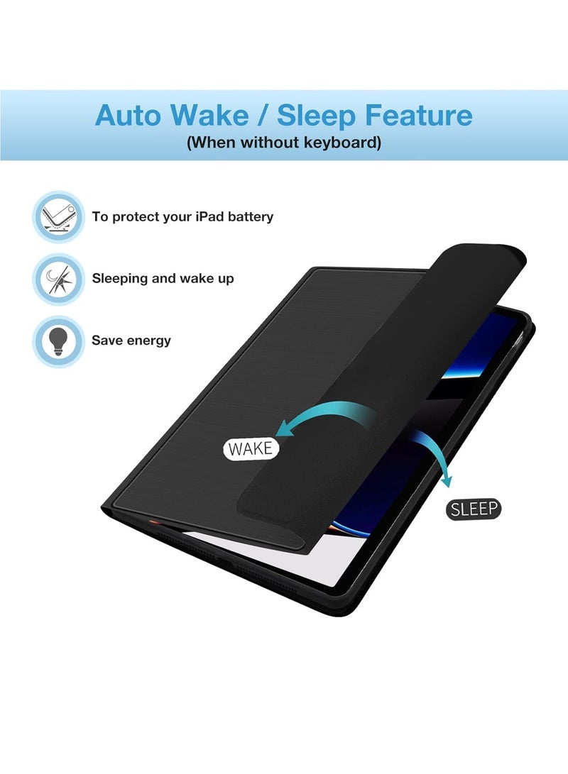 JAJEEK Case for iPad Air 13 inch (M2, 2024) & iPad Pro 12.9 inch (6th/5th/4th/3rd Gen) – Detachable Wireless Bluetooth Keyboard with Pencil Holder, Premium Folio Case, Magnetic Stand, Black - Image 3