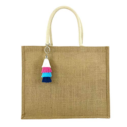 Hibala Woven Large Beach Bag Straw Beach Tote Handmade Weaving Shoulder Tassel Bag Handbag (Color1) - Image 5