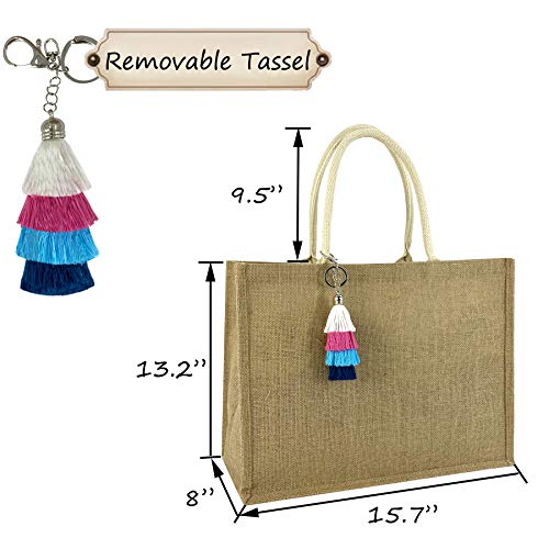 Hibala Woven Large Beach Bag Straw Beach Tote Handmade Weaving Shoulder Tassel Bag Handbag (Color1) - Image 4