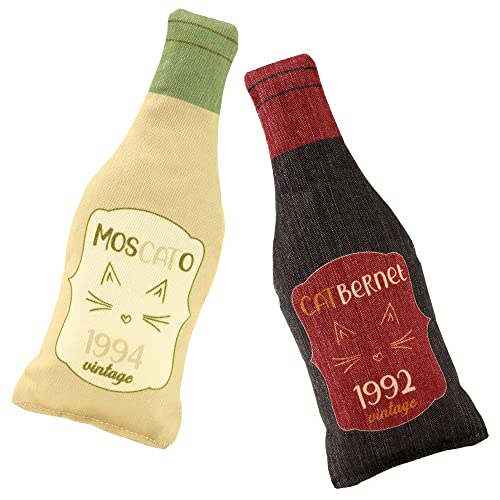 Plum Hill Wine Bottle Catnip Toys for Cats and Kittens Plush Wine Bottle Funny Cat Toy Moscato and CATbernet Cat Nip Toy for Wine Drinking Cat Moms and Dads - Image 1