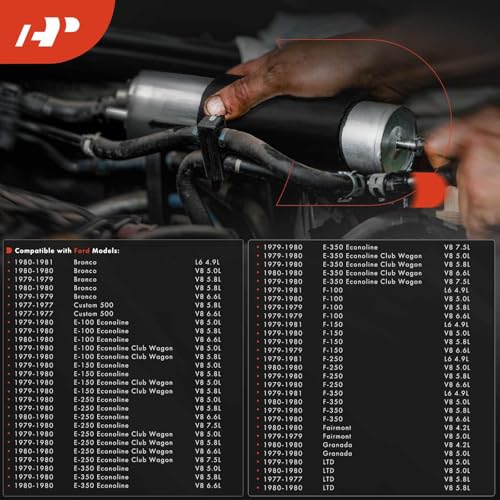 A-Premium Fuel Filter Compatible with Ford F-100, F-150, F-250, F-350, Mustang, E-100, E-150, E-250, E-350, Bronco, Custom, Fairmont, Granada, LTD, Pinto, Ranchero, Thunderbird & Lincoln & Mercury - Image 2