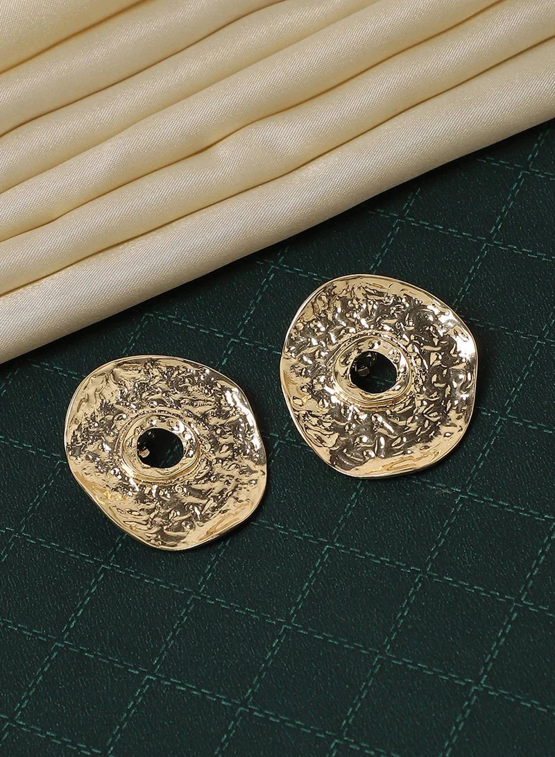 SOHI Dented Halo Artificial Stud Earring Jewellery