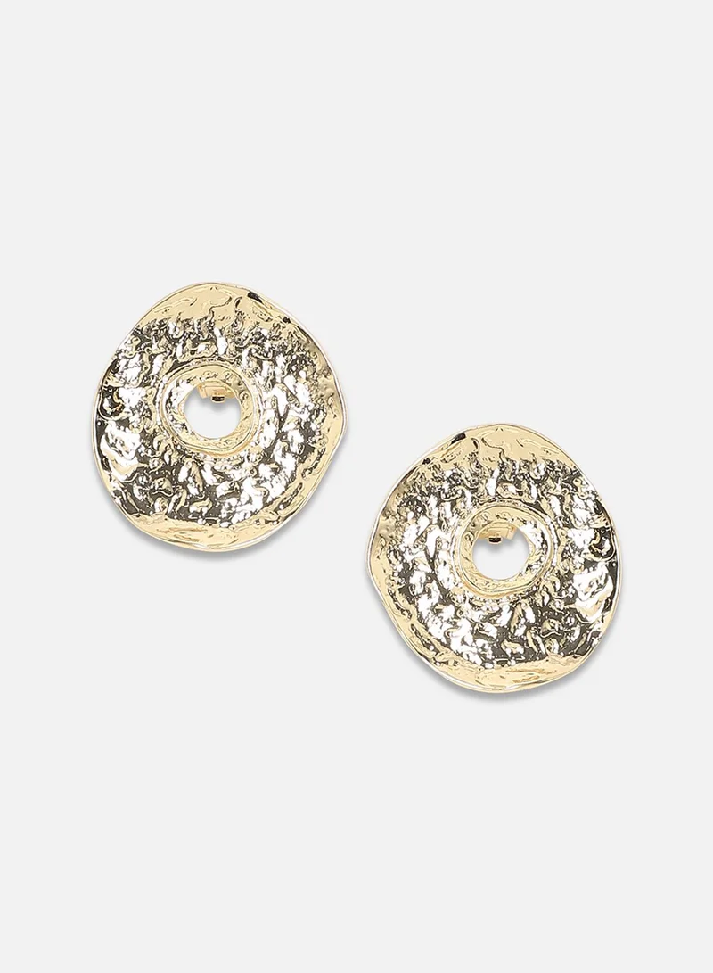 SOHI Dented Halo Artificial Stud Earring Jewellery