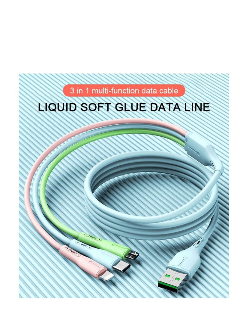 CARE AND SMILE Charger Cables Care and Smile 1.3M Color Customization Fast Charge 3in1 Micro Type C USB Data Cable  - Image 2