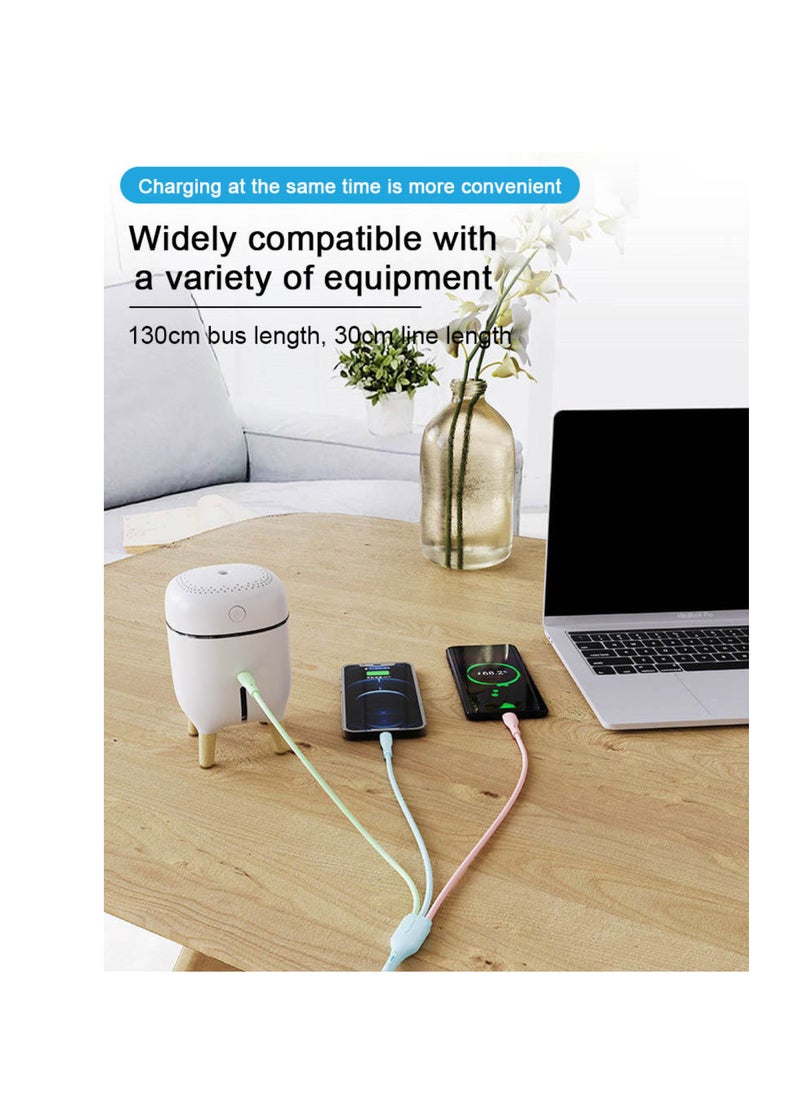 Charger Cables Care and Smile 1.3M Color Customization Fast Charge 3in1 Micro Type C USB Data Cable