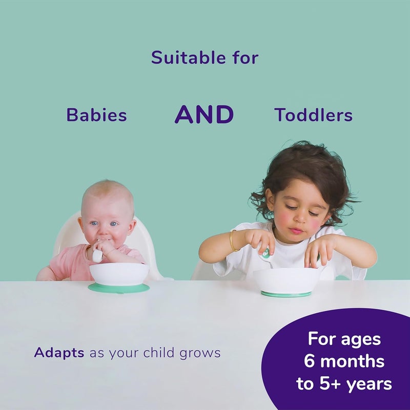 doddl Toddler and Baby Suction Bowl Ergonomic Toddler Dishes for Self Feeding 13 Year Olds Dishwasher Safe BPA Free White  Aqua - Image 3