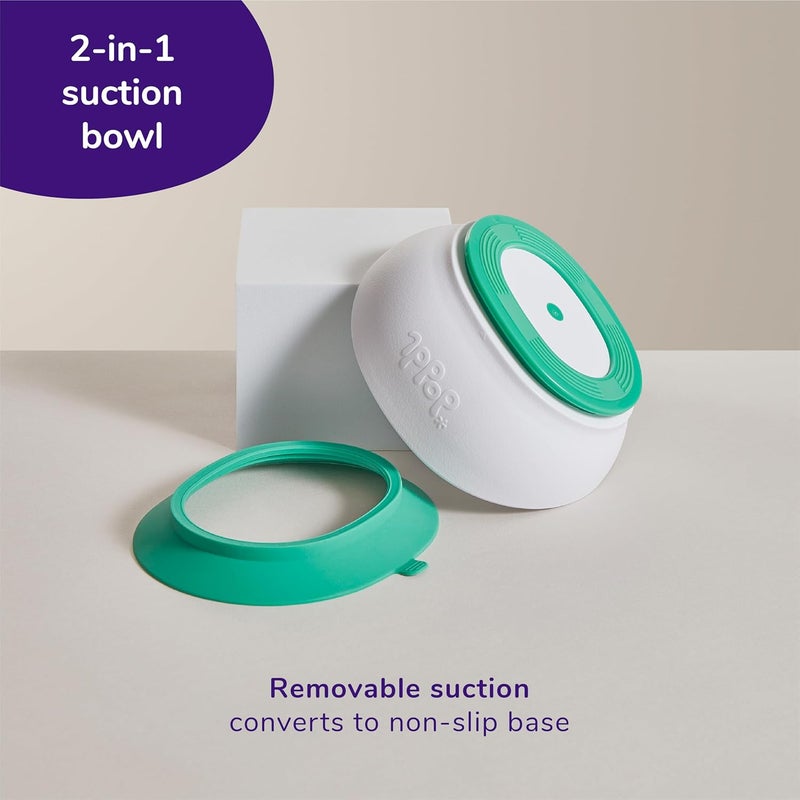 doddl Toddler and Baby Suction Bowl Ergonomic Toddler Dishes for Self Feeding 13 Year Olds Dishwasher Safe BPA Free White  Aqua - Image 2