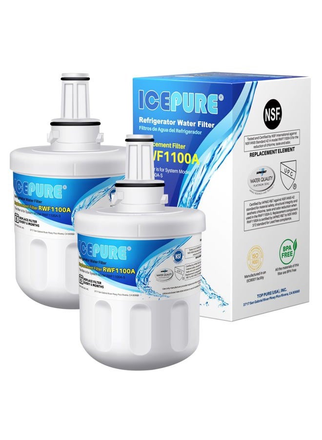 ICEPURE DA29-00003G Refrigerator Water Filter Replacement for Samsung DA29-00003B DA29-00003A DA29-00003D, Aqua-Pure Plus HAFCU1 RSG257AARS RFG237AARS RFG297AARS RS22HDHPNSR WF289 WSS-1 RWF1100A 2PACK - Image 1