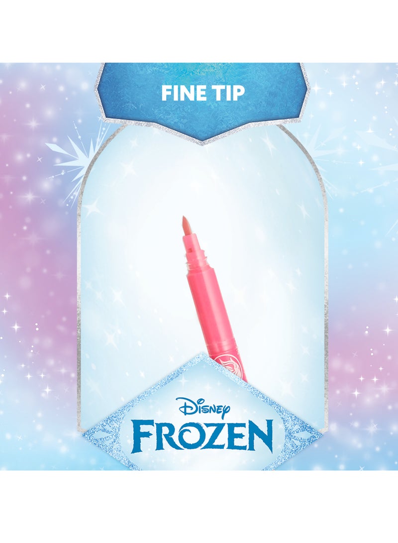 ديزني فروزن 12 أقلام تلوين ليفية متعددة الألوان، ألوان زاهية، تصميم رأس دقيق، حبر قابل للغسل، غير سام. - Image 4